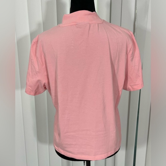 LAZY OAF Wilted Flower Mock Neck Fitted Babydoll T-Shirt Tee Top Pink Size US 14 - Picture 6 of 8